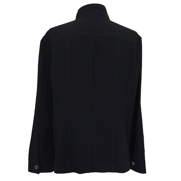 Chico's Black Snap Jacket 4 Pockets Stand Collar Classic Lightweight Minimalist - Picture 2 of 9
